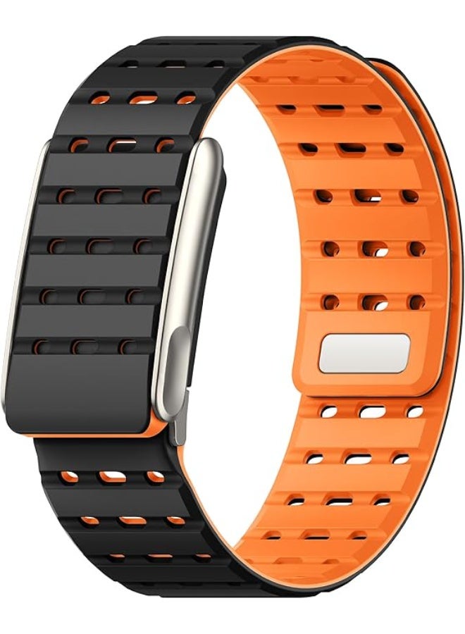 Compare for Whoop 5.0 Band Strap bracelet, magnetic sports bracelet, compatible with Whoop 5.0 bracelet, suitable for men and women, soft silicone breathable adjustable waterproof replacement wristband. Black  orange at KSA Price