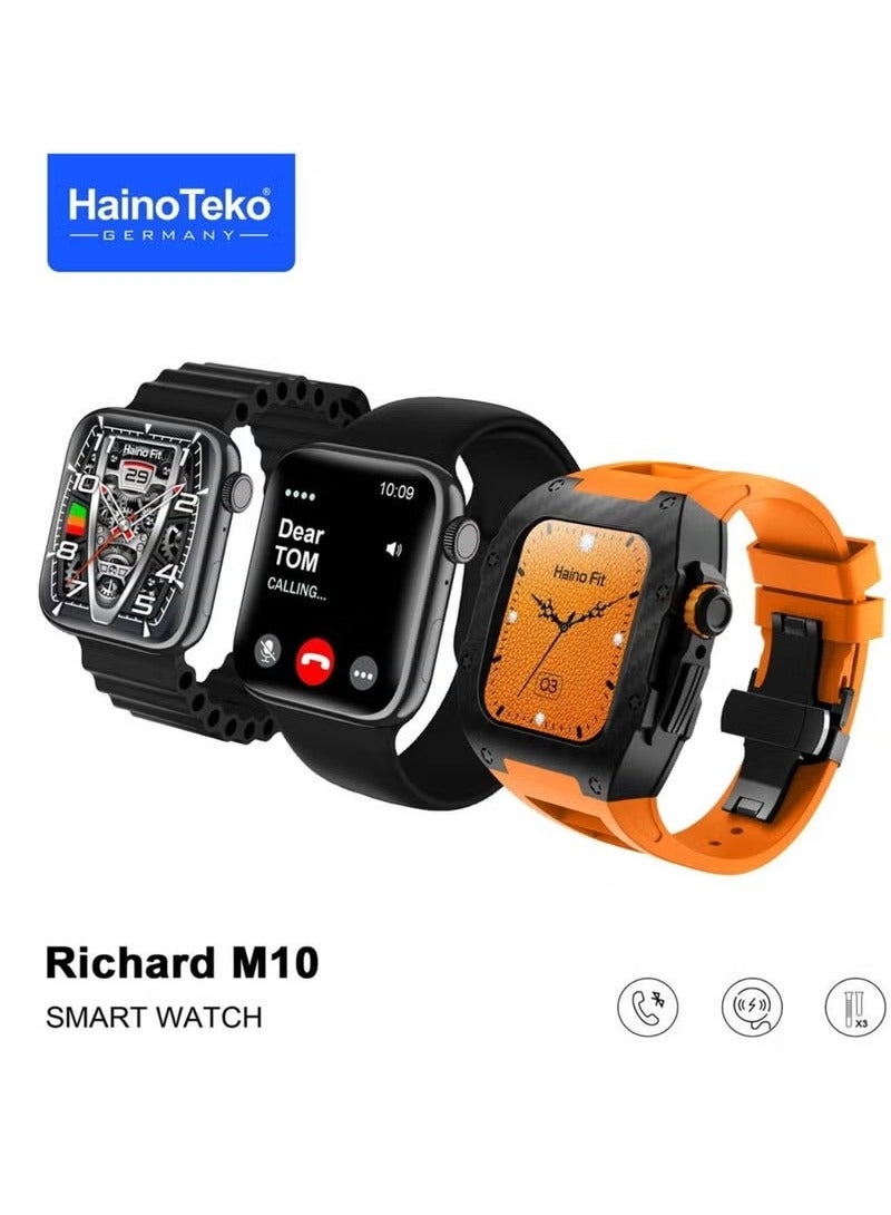 Compare Haino Teko Germany Richard M10 Smartwatch – Wireless Charging, 3 Straps, Builtin Protection Case, Heart Rate & Sleep Tracker, Customizable Faces – Ideal for Men & Boys at KSA Price