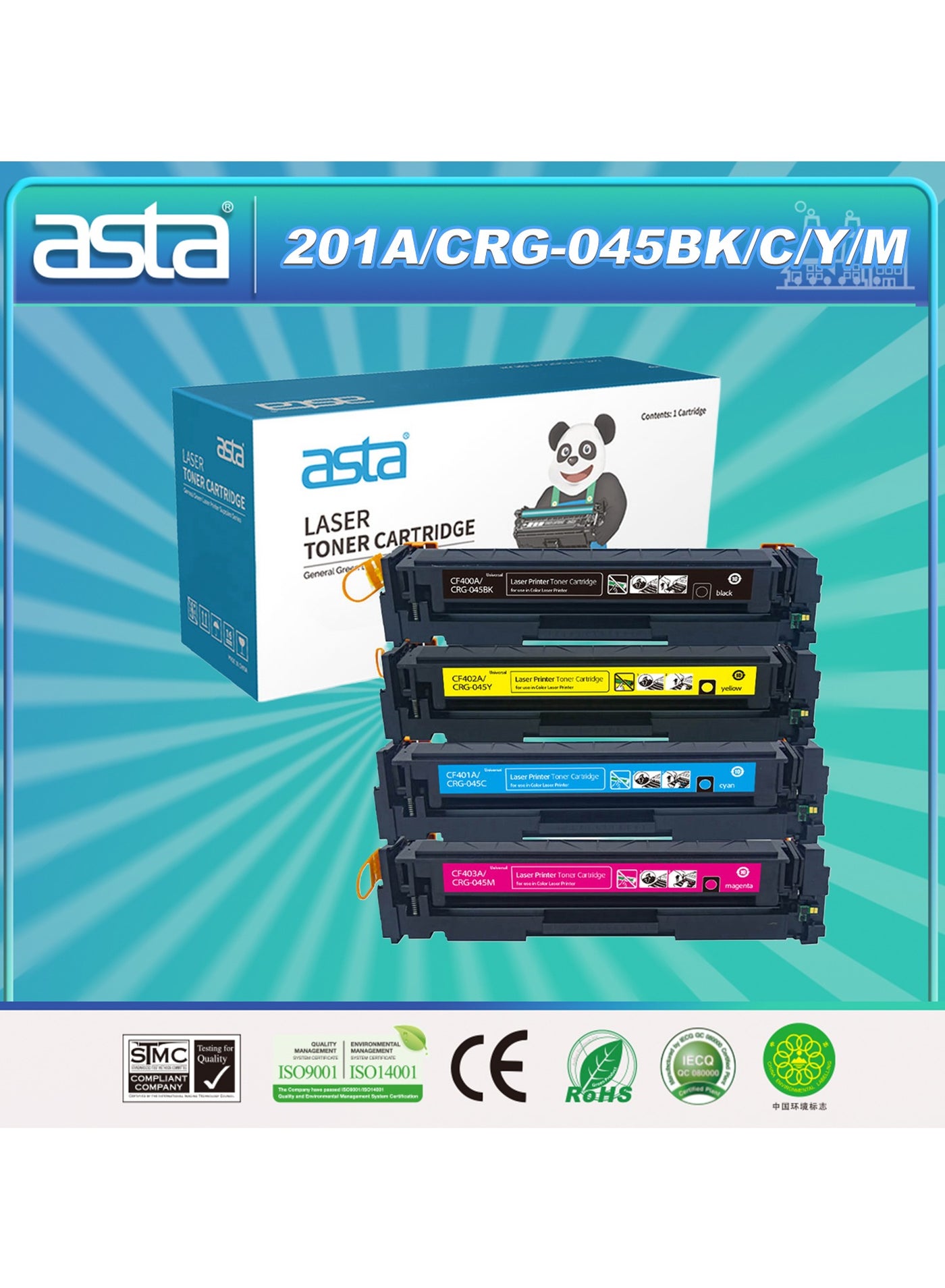Compare ASTA M277DW Toner Cartridge 201A CF400A CF401A CF402A CF403A Compatible For HP LaserJet Pro M252 MFP M277 MF632Cdw Printer 201 400 401 402 403 at KSA Price