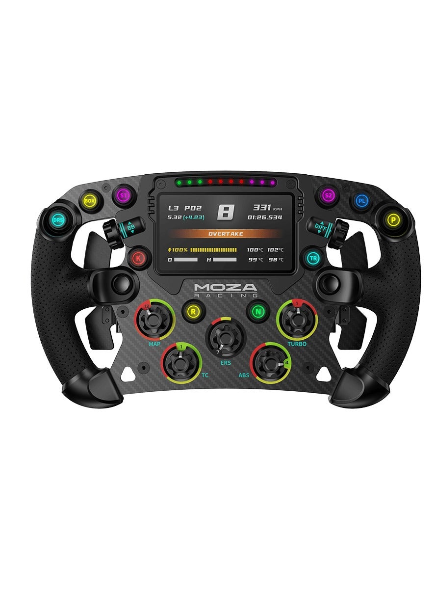 Compare Moza FSR Formula Racing Steering Wheel – 280mm GTStyle Wheel with 4.3” HD Digital Display, Forged Carbon Fiber, Magnetic Dual Clutch Paddles & RGB Shift Indicator – Compatible with Moza R9R16R21 at KSA Price