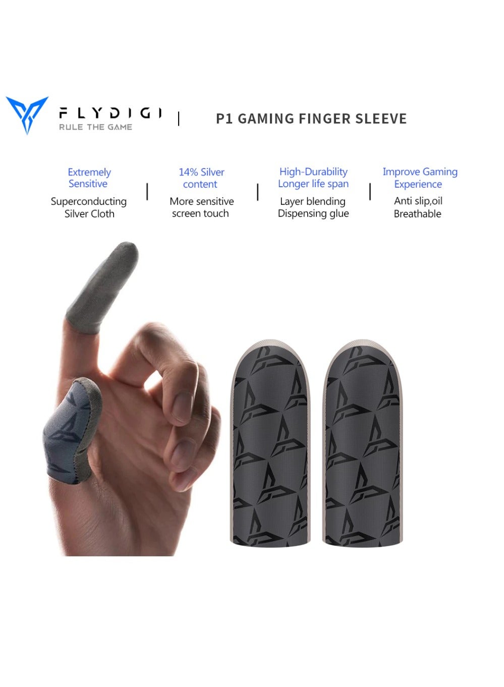Compare Flydigi P1 SilverCloth Mobile Gaming Finger Sleeve, 2 Pcs, Exclusive Custom FlySilver Cuperconducting Silver Cloth, 0.3mm Extremely Thin Material, Zero Touch, Breathable, Extremely Sensitive at KSA Price