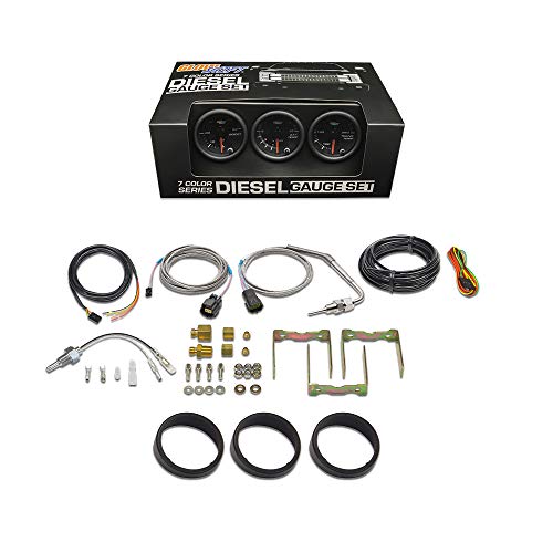 Compare GlowShift Black 7 Color Diesel Truck 3 Gauge Kit Set  60 PSI Boost  1500F Pyrometer Exhaust Gas Temp EGT  Transmission Temperature  MultiColor Display  Black Dial  Clear Lens  2116 52mm at KSA Price