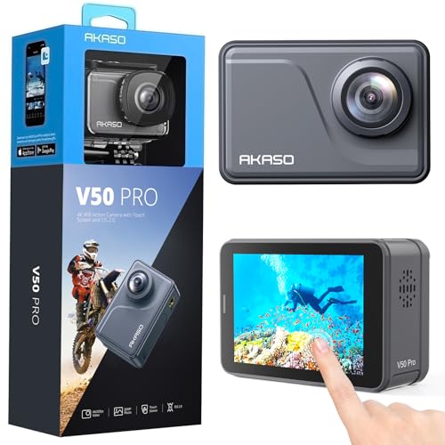 Compare AKASO V50 Pro Native 4K30fps 20MP WiFi Action Camera with EIS Touch Screen 100 feet Waterproof Camera Web Camera Support External Mic Remote Control Sports Camera with Helmet Accessories Kit at KSA Price