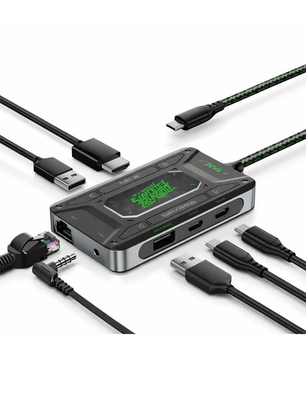 Compare PIVA DS7 7in1 USBC Docking Station and Gaming Hub, Multi USB Port TypeC Adapter with Ethernet Adapter – 4K@60Hz HDR Video Output, 100W PD Fast Charging, 32Bit384kHz HiFi Audio, Gigabit Ethernet, USB 3.1 HighSpeed Data Transfer for Streaming & Recording – Compatible with RedMagic, iPhone, iPad, Android & Laptops at KSA Price