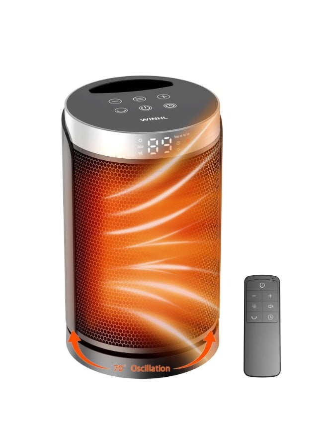 Compare Space Heater, Small Portable Electric Heaters for Indoor Use with Thermostat and Remote, 70°Oscillation, 12H Timer, 5 Modes, 1500W PTC Ceramic Fast Safety Heat for Office Bedroom Home at KSA Price