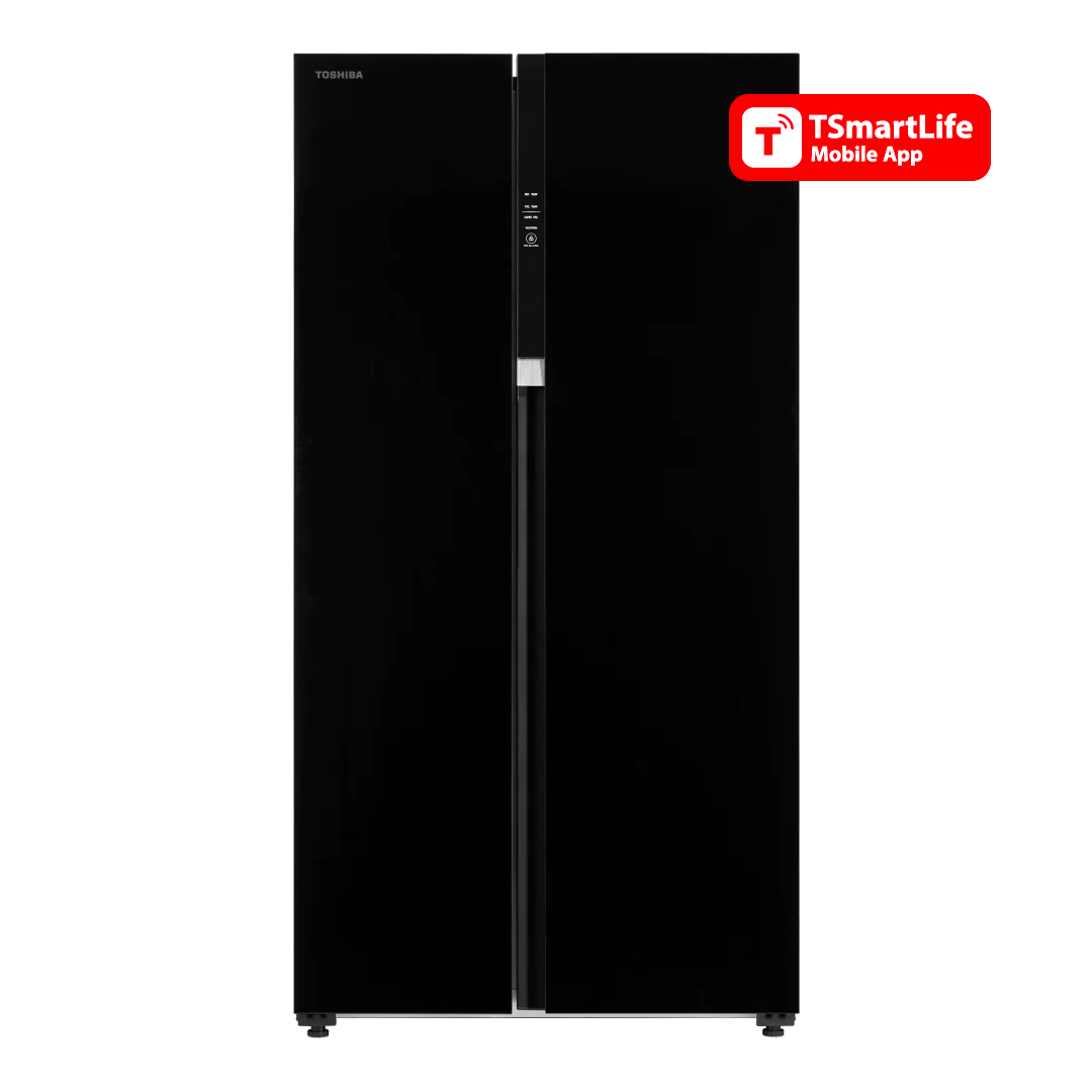 Compare Toshiba SidebySide Refrigerator 549L with Dual Inverter Black Glass Door at KSA Price